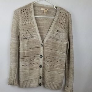 DKNY-JEANS Cardigan Sz S Taupe/white
